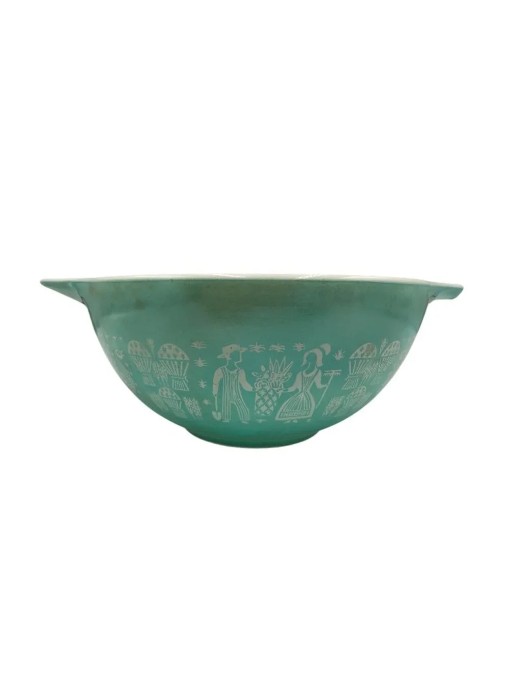 Vintage Pyrex Turquoise Amish Butterprint Mixing Bowl 4Qt Farmhouse Motif Retro